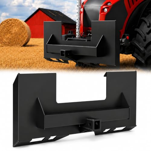 Skid Steer Quick Attach Plate, 1/4 Inch, 3000 LBS, 2-Inch Hitch - color: Black