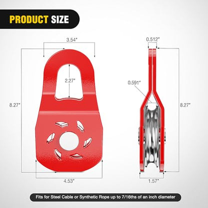 Nilight 10 Ton Winch Snatch Block, Heavy Duty Recovery Pulley - color: Winch Snatch Block