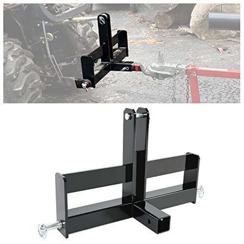 KUAFU 3 Point Hitch Receiver 2" Tractor Drawbar Compatible with Category 1 Tractors w/Suitcase Weight Brackets