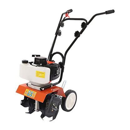 Garden Cultivator Gas Powered Soil Tiller, 2-Stroke 1.7HP 43CC Air-Cooled Front Tine Rototiller, 8500RPM Walk Behind Mini Gas Cultivator Tiller with 1.97-3.94in Tilling Depth & 9.84in Width - size: 1.7HP 43CC Style2
