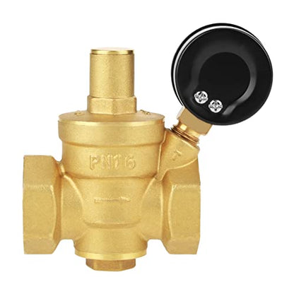 LiebeWH Water Pressure Regulator 1 Inch Brass Pressure Reducing Valve Adjustable for RV Household Water Systems