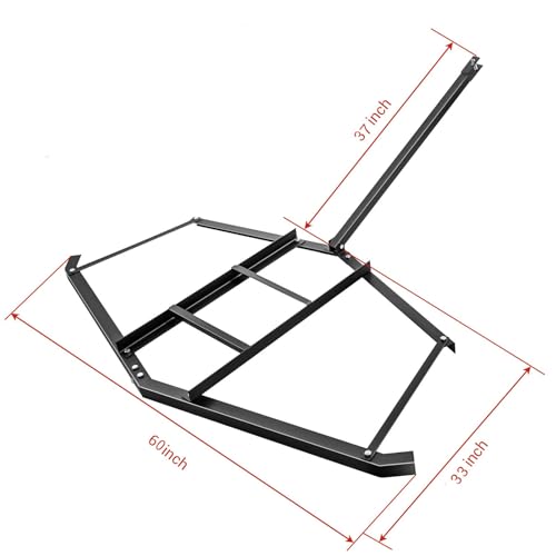 Towallmark Heavy Duty Tow Behind Drag Harrow Rake – 60 Inch Reversible Design, Adjustable Bars – Perfect for Leveling Gravel Driveways, Soil, Gardens, Fields, Arena Maintenance – Compatible with ATV,