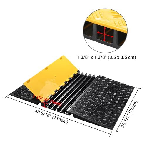 Yescom ADA Threshold Ramp for Wheelchair & Scooter, 5-Channel Rubber Cable - size: 2"H - 5 Channel - ADA