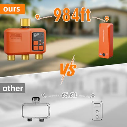 WiFi Sprinkler Timer 3 Zone, Smart Water Timer with Brass Inlet & Outlet - style: 3 Outlet- Brass