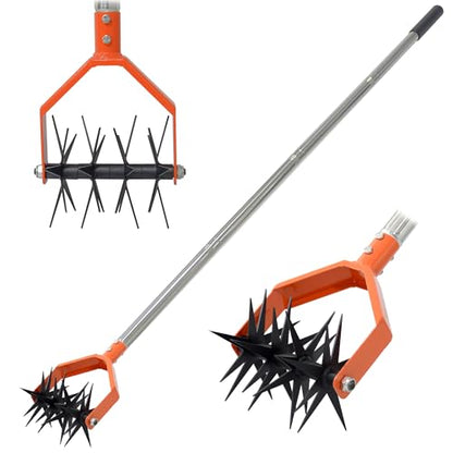 67in Garden Cultivator with Tempered Spring Steel Tines - color: Orange