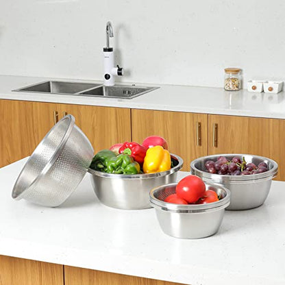 Paoli 304 Stainless Steel Fine Mesh Colander Set, 1.5QT Large Capacity Strainer with Mixing Bowl — Rinse Fruits, Veggies, Rice & Drain Pasta, Dishwasher Safe (2-Piece) - color: Primary Colors, size: 1.5qt