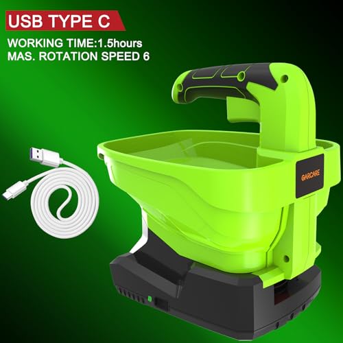 GARCARE 7.2V Rechargeable Seed Spreader 2000mAh Built-in Battery