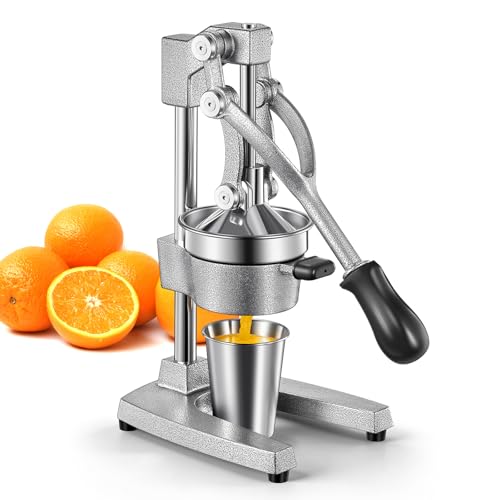 QCen Manual Citrus Juicer Cast Iron Heavy Duty Orange Press - color: Silver