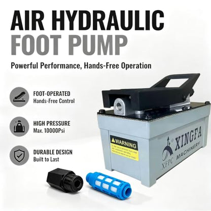 Air Hydraulic Pump 10,000 PSI 1.7L Reservoir NPT 3/8" Oil Outlet, NPT 1/4" Inlet, Hydraulic Pump Air Hydraulic Foot Pump Made of Aluminum, Grey - color: 1103-Grey
