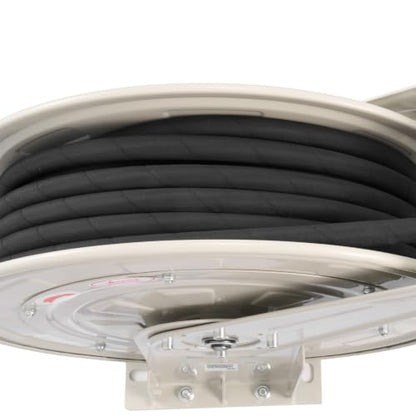 VEVOR Fuel Hose Reel, 1/4" x 50', Extra Long Retractable Grease Hose Reel, Spring Driven Auto Swivel Rewind, Heavy-Duty Carbon Steel Construction with Hose for Auto Repair, Heavy Industries, 5800 PSI - size: 1/4" x 50'