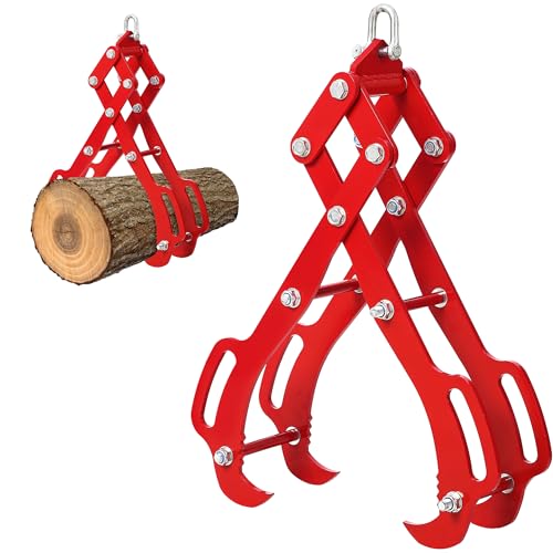 Garvee 36 in Log Grabber, Log Lifting Tongs, Skidding Log Lifting Tongs Timber, Heavy Dut Solid Steel Swivel Dragging Steel Tongs Log Lifting Lumber Skidding Tongs Logging Grabber(4 Claw) - size: 36 in-4 Claw