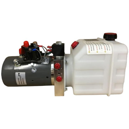 Double Acting Hydraulic Pump for Dump Trailers/Tilt-Decks 3200 psi 12VDC 4 Quart Reservoir, Gray