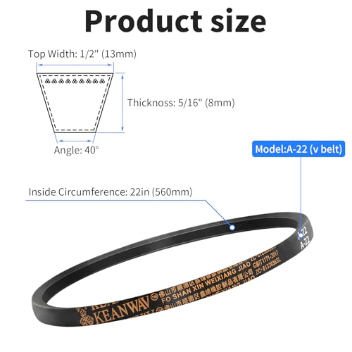 A22 Drive V-Belt, 22" Inner Circumference - size: A22 or 4L240
