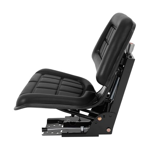 ALMULOO Universal Tractor Suspension Seat Adjustable Compatible with John Deere 5200 5210 5300 5310 5510 More Models Massey Ferguson Tractor Ford New Holland Steel Heavy Duty Black - size: Black