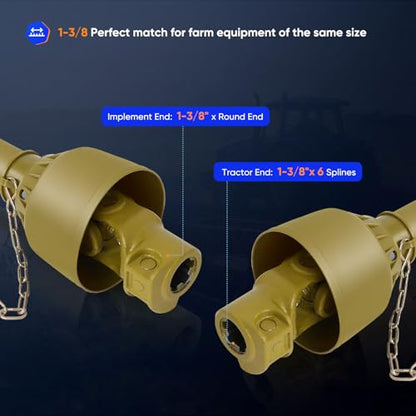 ECCPP Drive Shaft, Series 1 Tractor PTO Shaft, 16-25Pk, Yellow