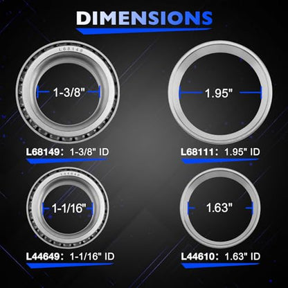 L68149 Trailer Axle Bearings Kit for 3500lb 1-1/16''*1-3/8''Axle-2 Sets - size: 2 sets