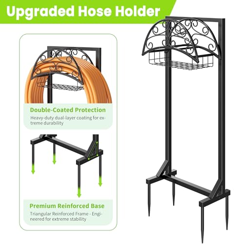 Garden Hose Holder, Rustproof Water Hose Reel for Outside