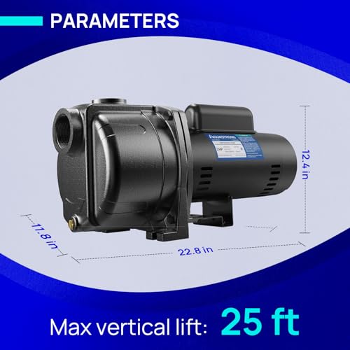AQUASTRONG 1.5 HP Shallow Well Jet/Centrifugal Pump, 4250 GPH, 115/230V, Durable Cast Iron Booster Pump for Lawn Sprinkler, Garden Irrigation - style: 1.5 HP 115/230V
