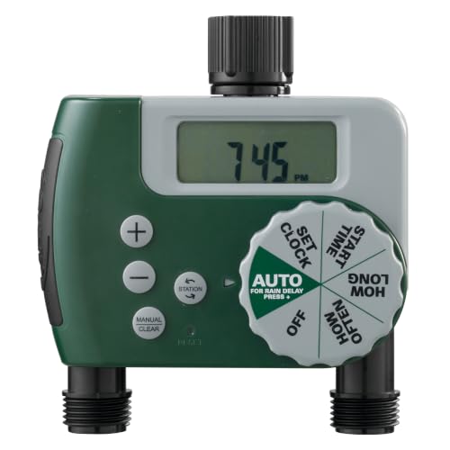 Orbit Programmable Digital Hose Watering Timer - 2 Outlet - Battery Powered - with LCD Screen - Built-in Rain Delay - Water-Resistant - 58910 - size: 2 Outlet