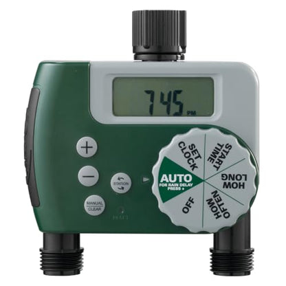 Orbit Programmable Digital Hose Watering Timer - 2 Outlet - Battery Powered - with LCD Screen - Built-in Rain Delay - Water-Resistant - 58910 - size: 2 Outlet
