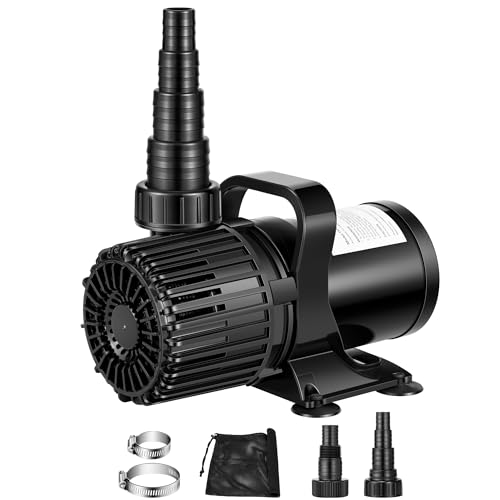 VIVOSUN 2700GPH Submersible Water Pump with Barrier Bag for Pond Waterfall | 120W Pond Pump, Ultra Quiet Aquarium Pump with 15FT. Lift Height for Fish Tank, Statuary, Hydroponic - color: Black Round, size: 13"×7"-2700 with Barrier Bag