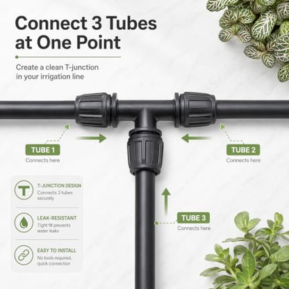 Drip Hose Connectors for 1/2" Tubing, Barbed Tee, 10pcs - size: 1/2" Tee