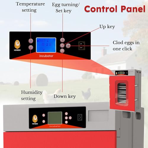 Commercial Cabinet Incubator for Hatching Eggs, Digital Hatcher with Auto Temperature & Humidity Control & Intelligent Humidification System - size: 400 Egg
