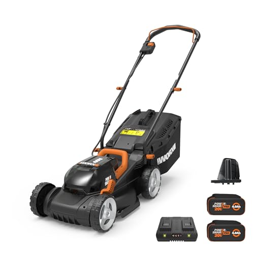 WORX Cordless Lawn Mower, 40V 14" 2-in-1 Grass Mower for 1/8 Acre, WG779 - style: 14" 40V Mower w/(2) 4.0Ah Batteries
