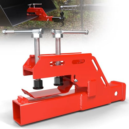 Clamp on Trailer Hitch 2" Receiver for Tractor Bucket, Red, Non-Slip - color: Red