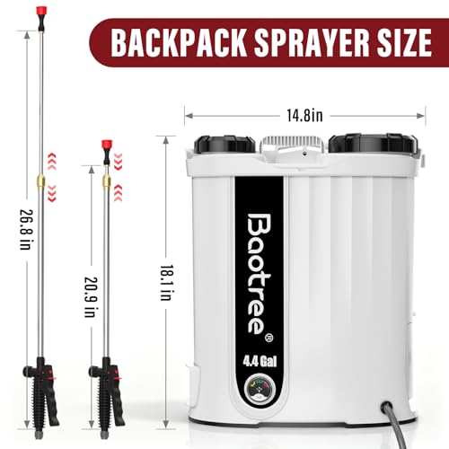 Backpack Sprayer Battery Powered 4.4 Gallon, Electric Backpack Sprayer with Telescopic Wand, Lawn Sprayer with 5 Nozzles, 18V 2.0Ah Battery & Charger for Lawn, Garden, Yard - size: 4.4Gallons