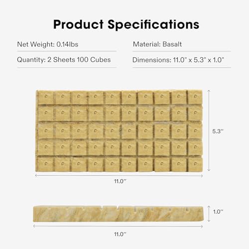 VIVOSUN 1" Rockwool Cubes, 100 Plugs Grow Cubes - size: 1"-100 Plugs