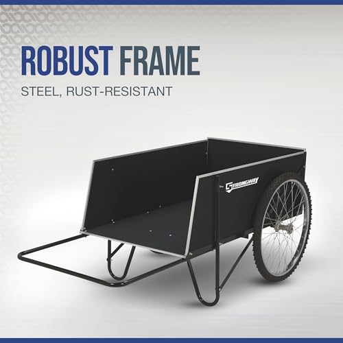 Strongway Garden Cart, 400-Lb. Capacity, 48in., 14 Cu. Ft. 48in.L x 29in.W | High-volume yard hauling, Stable two-wheel movement, Lawn/farm/property use, Durable outdoor operation, Easy unloading