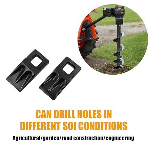 4 Pack Auger Teeth 3 Point Auger Cutting Edge with Screw Square Hole Replacement with Hardware for Most Heavy Duty 3 Point Post Hole Digger