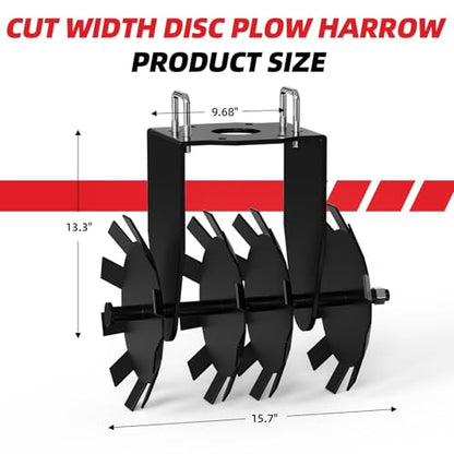 GarveeLife 2 Pieces of ATV Disc Plow Implement, Pull Behind Tiller Disc Plough Harrow for Tractor Attachments