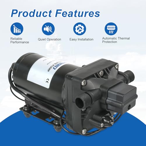 RV Water Pump, 115V AC 5.0 GPM 55 PSI, Self-Priming Diaphragm Pressure Pump - size: 5.0-115V-55