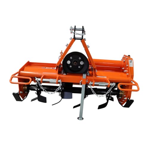3-Point 37" Rotary Tiller Attachment for Cat 1 Tractors, 540 RPM PTO Driven Cultivator, Replaceable L-Shaped Tines, 5" Working Depth - size: 37"