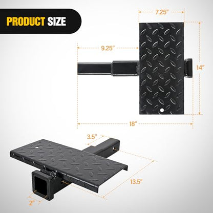 Nilight Hitch Extender with Step 2" Receiver 14"x7" Anti-Slip Diamond Plate - color: Hitch Extender with Step