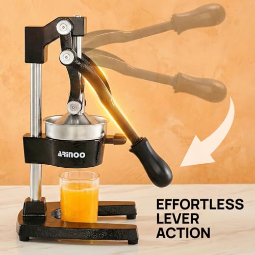 Cast Iron Juicer, Heavy Duty Manual Citrus Juicer - color: Black