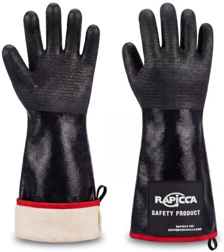 RAPICCA 700°F Heat Resistant BBQ Grill Gloves, 17 in XL - size: 10/XL (17 in, 700 °F)