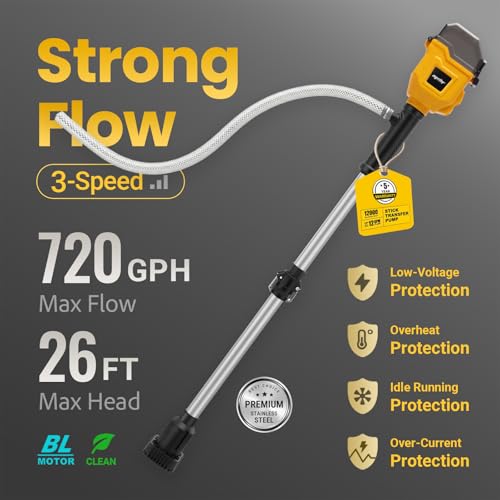 Cordless Stick Water Transfer Pump Compatible with Dewalt 20V Max Battery - color: Yellow