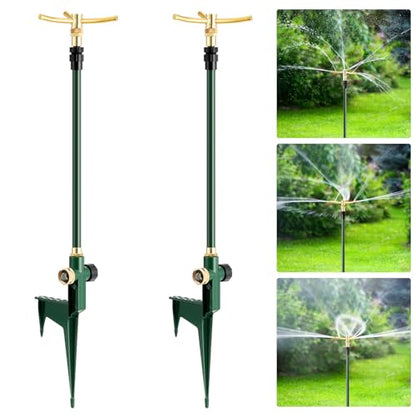 2 PCS 3-Arm Garden Sprinkler, Lawn Sprinkler with Adjustable Base - style: 2 Pack 3-arm sprinklers