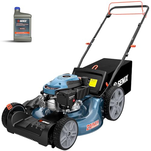SENIX 21'' Self Propelled Gas Lawn Mower 170 cc, 6-Position Cutting, 3-in-1