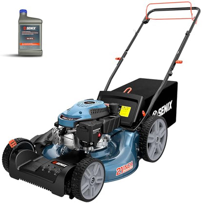 SENIX 21'' Self Propelled Gas Lawn Mower 170 cc, 6-Position Cutting, 3-in-1