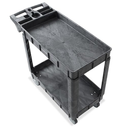 Dryser Utility Cart with Wheels, 40" x 17" Heavy Duty 550 lb. Capacity with Shelves - 2 Tier Rolling Cart with Four 5" Swivel Casters for Warehouse, Garage, Cleaning - size: 2 Shelves 4 Swivel 40x17