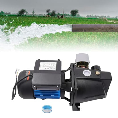 Deep Well Jet Pump, Cast Iron Convertible Pump with Ejector Kit, Well Depth Up 0-25ft, Automatic Pressure Switch (0.75HP) - size: 1HP