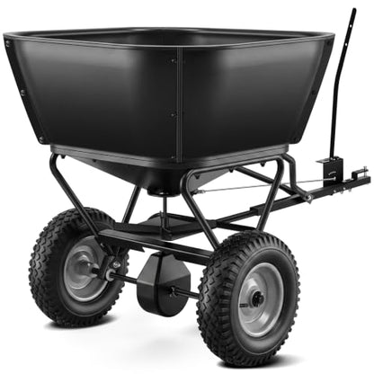 Pull Behind Broadcast Spreader, Fertilizer Spreaders for Lawn Seed Spreader - color: Black