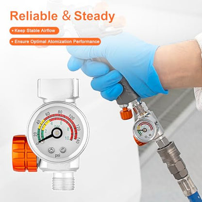 REFINE Air Pressure Regulator with Gauge 1/4" NPS for Paint Spray Guns