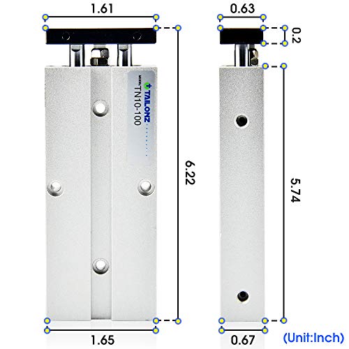 TAILONZ TN10-100 10mm x 100mm Double-Rod Cylinder - size: Bore:10mm Stroke:100MM