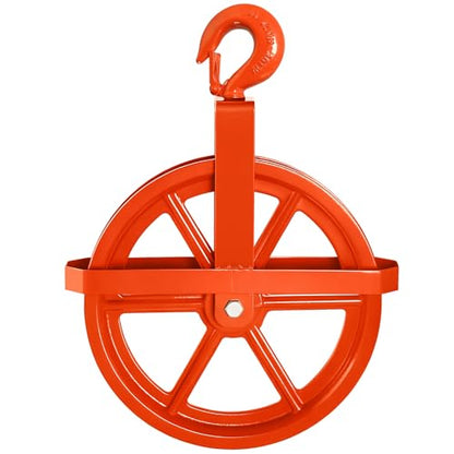 POPMOON 12-Inch Scaffold Hoist Pulley Iron Wheel with Ladder Hooks 1000 lbs
