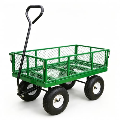 AAIN 600 lb Heavy-Duty Metal Garden Cart, Utility Wagon, 4 Cu. Ft.